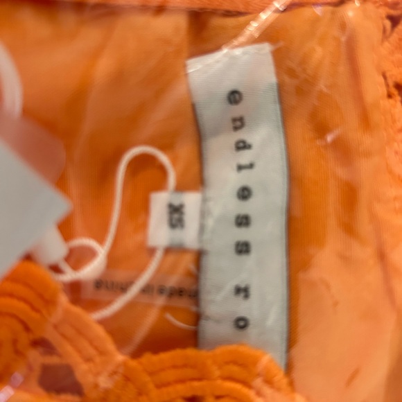 VICI sacha cotton linen crochet tiered midi dress in tangerine NWT - Picture 6 of 9